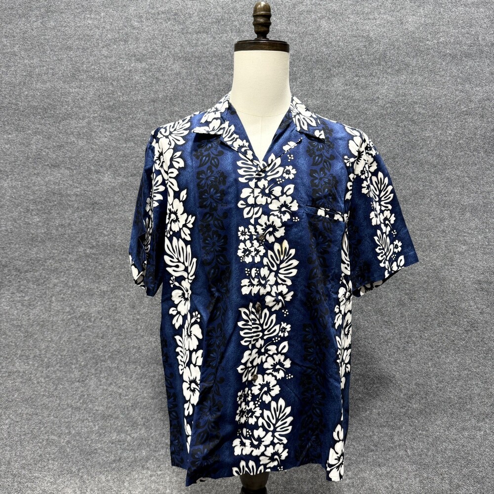 Royal Creations Hawaiian Shirt Mens XL Blue Hibiscus Floral Aloha Made in Hawaii